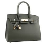 【HERMES】Birkin包金釦 Epsom皮 30cm_展示品(灰綠色)/ 平行輸入 - 圖片 2