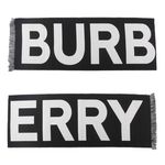 【BURBERRY】Logo 徽標羊毛圍巾(黑色/白色)/ 平行輸入 - 圖片 5
