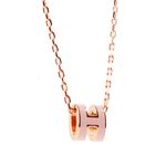【HERMES 愛馬仕】Mini Pop H pendant 立體橢圓簍空項鍊(粉/玫瑰金)/ 平行輸入 - 圖片 2