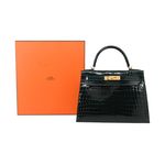 Hermes 愛馬仕 Kelly 28CM 點點鱷魚皮革 Z刻 手提/肩背凱莉包(6O松柏綠/金釦)/平行輸入 - 圖片 3