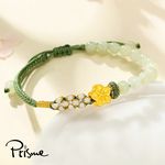 【Prisme Gold】黃金手鍊 純金999桃花 綠玉編織手鍊 (金重：約0.08錢±0.03) - 圖片 3