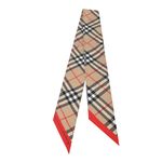 BURBERRY 經典格紋窄版雙色絲巾(格紋+鵝卵石白) /平行輸入 - 圖片 1