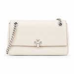 TORY BURCH CHARLIE 荔枝紋皮革菱格絎縫翻蓋肩背/斜背包(小/象牙白)/平行輸入 - 圖片 2