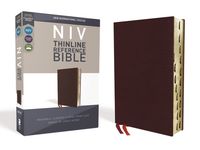 NIV, Thinline Reference Bible, Bonded Leather, Burgundy, Red Letter Edition, Indexed, Comfort Print - 圖片 1
