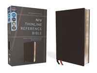 Niv, Thinline Reference Bible (Deep Study at a Portable Size), Genuine Leather, Calfskin, Black, Red Letter, Comfort Print - 圖片 1