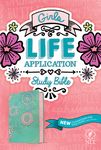 NLT Girls Life Application Study Bible (Leatherlike, Teal/Pink Flowers) - 圖片 1