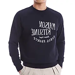 MAISON KITSUNÉ 黑色皇家LOGO長袖衛衣/中性 / XS