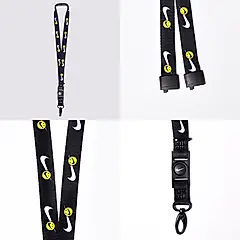 NIKE PREMIUM 可拆式識別證帶 頸繩 名牌掛繩/ 702 黑色笑臉