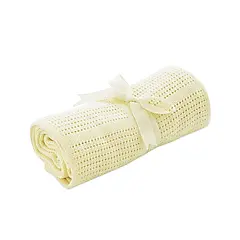 【奇哥】純棉洞洞毯 70x90cm(黃)