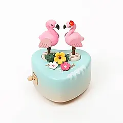 Wooderful life迷你愛心雙旋轉音樂鈴/ 火鶴翻糖蛋糕