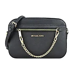 MICHAEL KORS JET SET掛鍊防刮斜背相機包-大/多色選/平行輸入/ 黑