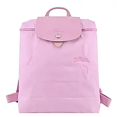 LONGCHAMP LE PLIAGE GREEN系列刺繡再生尼龍摺疊後背包(中/多色選)/平行輸入/ 粉紅