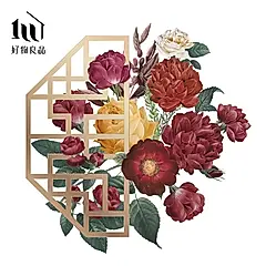 【好物良品】70x65cm牡丹款_新春過年節慶玻璃門窗靜電窗貼/ 大牡丹款-左半窗花