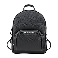 MICHAEL KORS JAYCEE銀字荔枝紋拉鍊斜背/後背包-迷你/多色選/平行輸入/ 黑