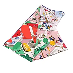 【HERMES】海灘圖案絲質方巾(90 x 90)(玫瑰粉/綠色/紅色)/ 平行輸入