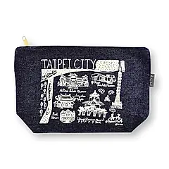 英國 talented 城市系列拉鍊收納袋/ 台北/ 單寧