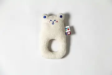 伊織法式條紋有機棉手搖鈴/ 熊