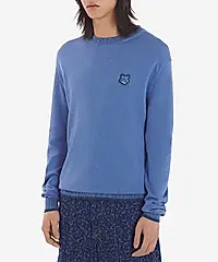MAISON KITSUNÉ 錢布雷藍變化狐狸頭LOGO經典毛衣/中性/ M