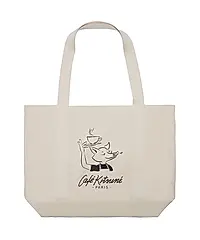 CAFÉ KITSUNÉ 白色帆布狐狸咖啡師購物袋