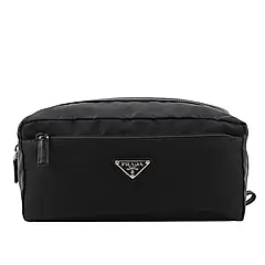【PRADA】三角牌Logo 尼龍多功能萬用包/手拿包(黑色)/ 平行輸入
