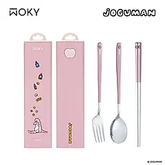 WOKY沃廚Meets JOGUMAN按壓式不銹鋼餐具組/ 夢想清單/ 粉