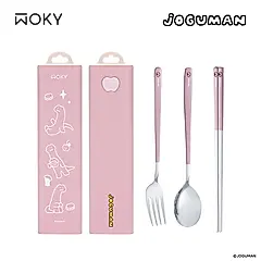 WOKY沃廚Meets JOGUMAN按壓式不銹鋼餐具組/ 粉繪印記/ 粉