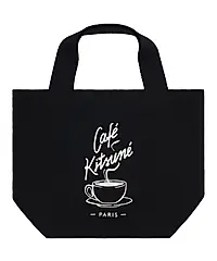 CAFÉ KITSUNÉ 黑色帆布咖啡杯迷你購物袋