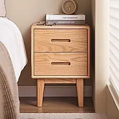 【橙家居・家具】/預購/貝里系列兩抽實木床頭櫃 BL-F8021