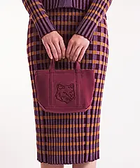 MAISON KITSUNÉ 茄子紫變化狐狸頭托特包(迷你)