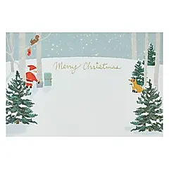 Sanrio耶誕卡片/ JX 10-4/ 在雪景裡的聖誕老人與動物