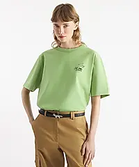 CAFÉ KITSUNÉ 馬鞭草綠狐狸咖啡師寬版短TEE_男/中性/ XS