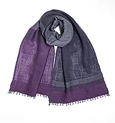 工房織座羊毛混紡逸波紋圍巾/ 紫色