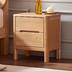 【橙家居・家具】/預購/挪威系列實木雙抽床頭櫃 NW-A3026