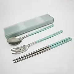 北歐304不鏽鋼環保餐具組三件式-2組/ 綠色