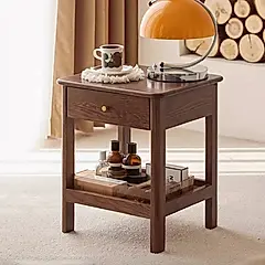 【橙家居・家具】/預購/加莫系列胡桃色實木一抽床頭櫃 JM-A5023