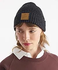 CAFÉ KITSUNÉ 黑色皮革LOGO羊毛毛帽