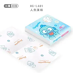 【ONEDER旺達棉品】三麗鷗印花面紙巾/ 人魚漢頓/ 40抽x3包