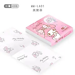 【ONEDER旺達棉品】三麗鷗印花面紙巾/ 美樂蒂/ 40抽x3包