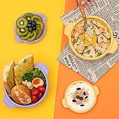 HOUSUXI鑄鐵鍋矽膠折折盒/ 蜜黃/ 900ml