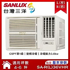 【SANLUX 台灣三洋】 4-6坪變頻R32冷暖窗型冷氣 (SA-L36VHR/SA-R36VHR)/ 右吹