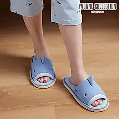 YVONNE COLLECTION鯊魚開口室內拖鞋-海島藍 L