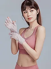 【ONEDER旺達棉品】冰絲掀蓋止滑手套-06/ 粉-3