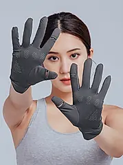 【ONEDER旺達棉品】冰絲掀蓋止滑手套-06/ 深灰-4