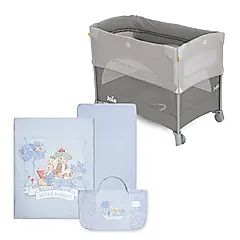 【Joie】kubbie sleep 嬰兒床+悅讀比得兔床邊床三件式床組/床寢組 (被子、床包、提袋)/ 藍色