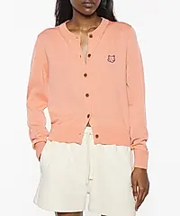 MAISON KITSUNÉ 柔美茶花橘變化狐狸頭經典開襟針織衫/女裝/ S