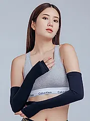 【ONEDER旺達棉品】冰絲露指止滑袖套-11/ 黑-1