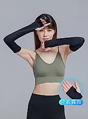 【ONEDER旺達棉品】冰絲涼感露指袖套-12/ 黑-1