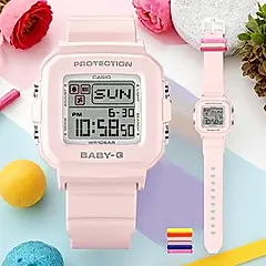 CASIO 卡西歐 BABY-G 隨附6個繽紛錶帶環 像素動畫手錶 BGD-10L-4