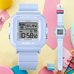 CASIO 卡西歐 BABY-G 隨附6個繽紛錶帶環 像素動畫手錶 BGD-10L-2