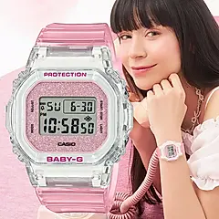 CASIO 卡西歐 BABY-G 閃亮青春方形電子錶-櫻花粉 女錶 手錶 學生錶 BGD-565GC-4